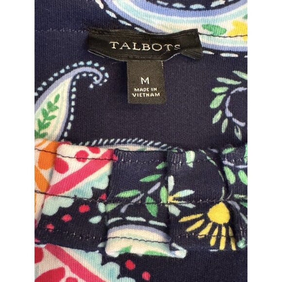 Talbots Spring Summer Paisley Print Sheath Dress Ruffle Neck Sleeveless Sz M - Picture 9 of 11